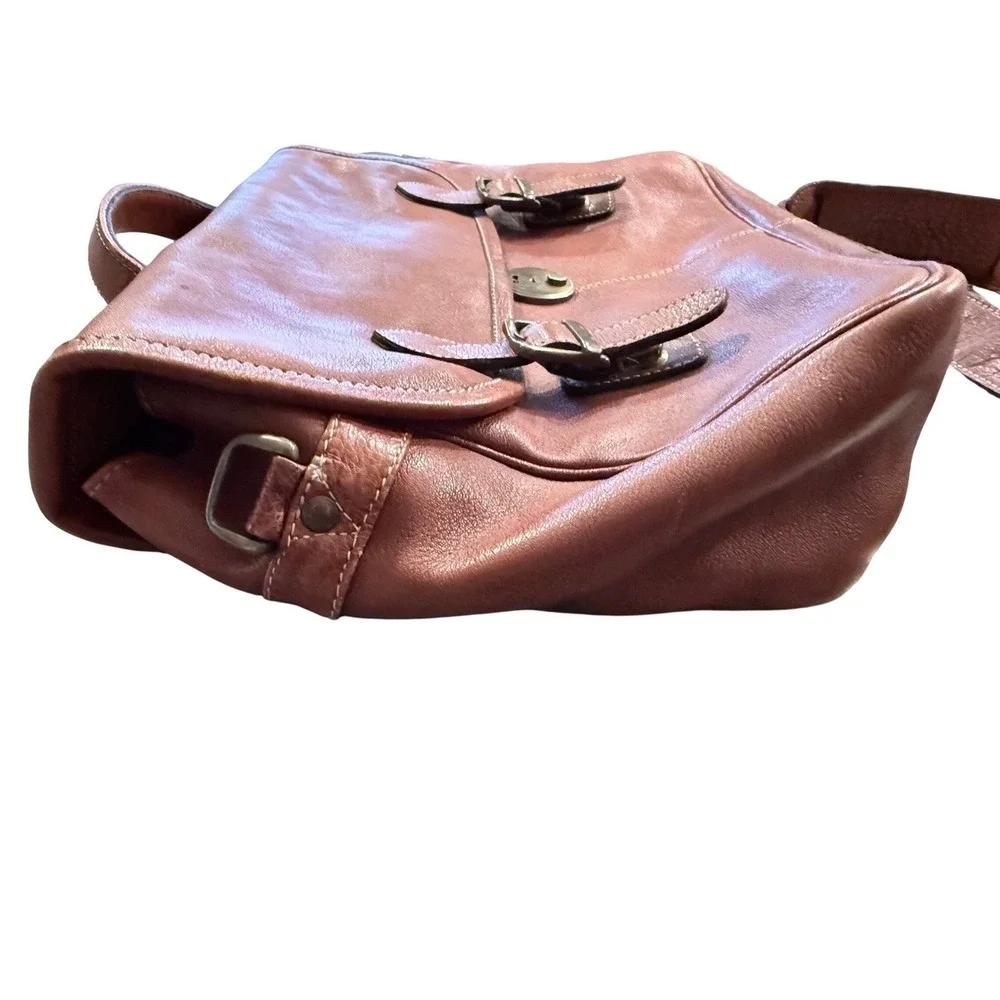 Vintage Giromy Samoni Brown Leather Messenger Bag Satchel Crossbody Shoulder Bag